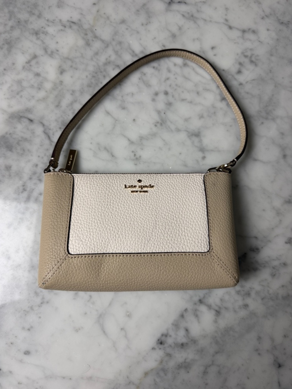 kate spade Two-Tone Cream & White Leather Shoulder Bag